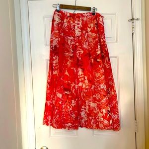 Coldwater Creek, coral and pink size small midi skirt